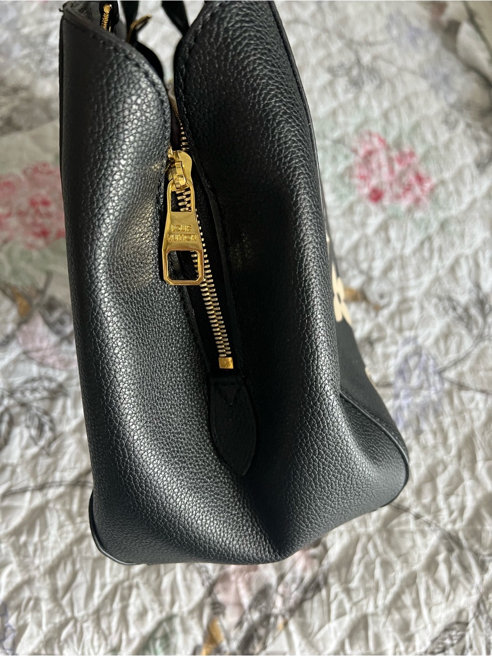 LV Black with Cream Monogram pebble Leather Tote - Picture 9 of 16